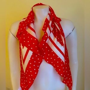 ♥️- New red white polkadot, neck hair scarf